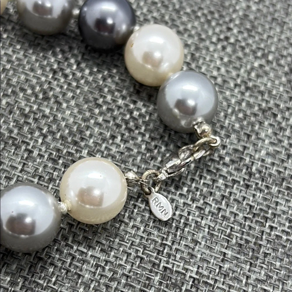 RMN Sophisticated Silver and White Faux Pearl Necklace - Picture 3 of 6